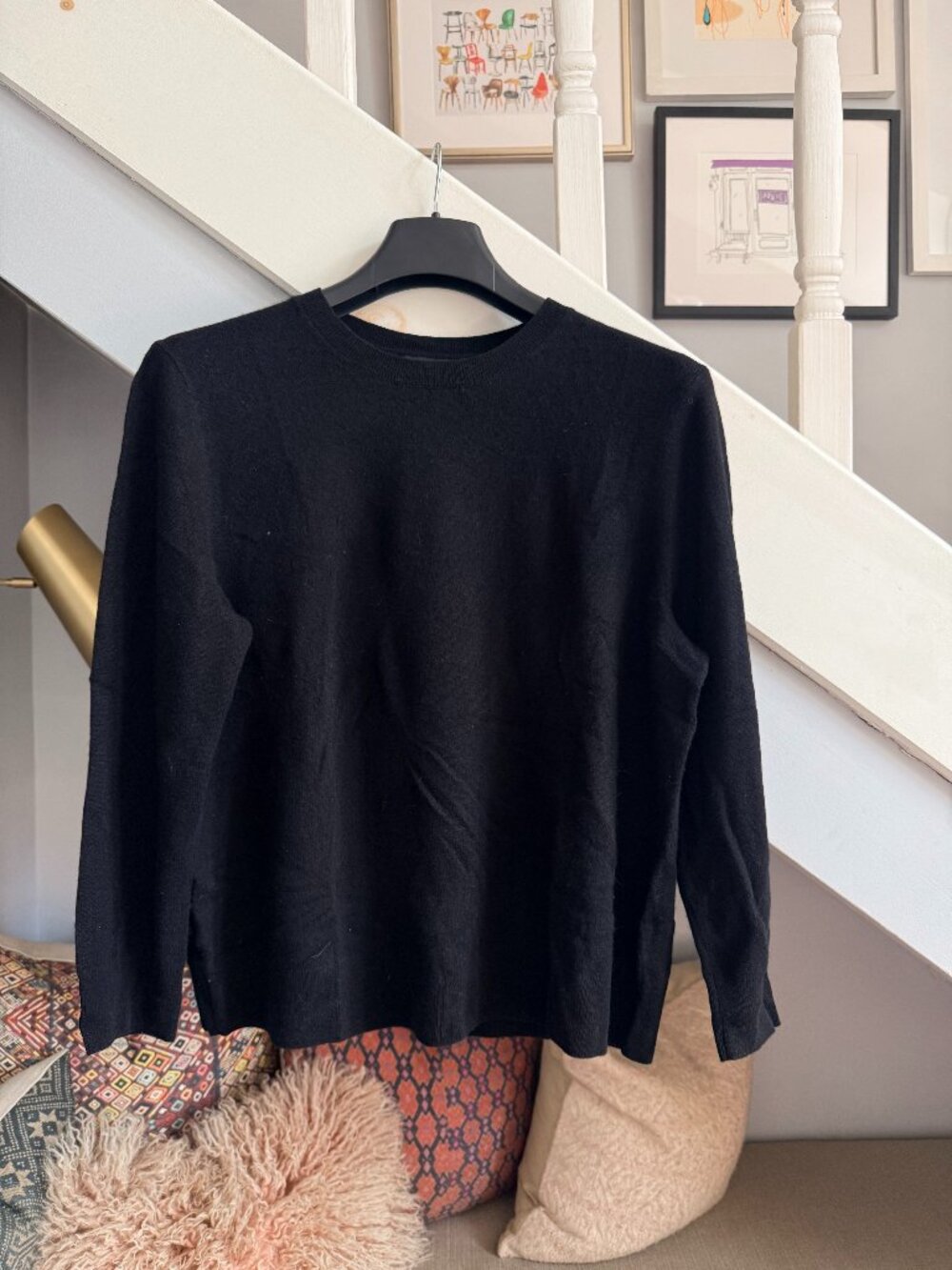 Quince Plus Size Cashmere Crewneck Sweater (Black, 2X)